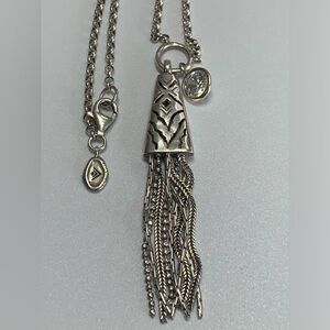 Silpada Vintage Sterling TAOS Tassel w/Cubic Zirconia Accents 32” Necklace